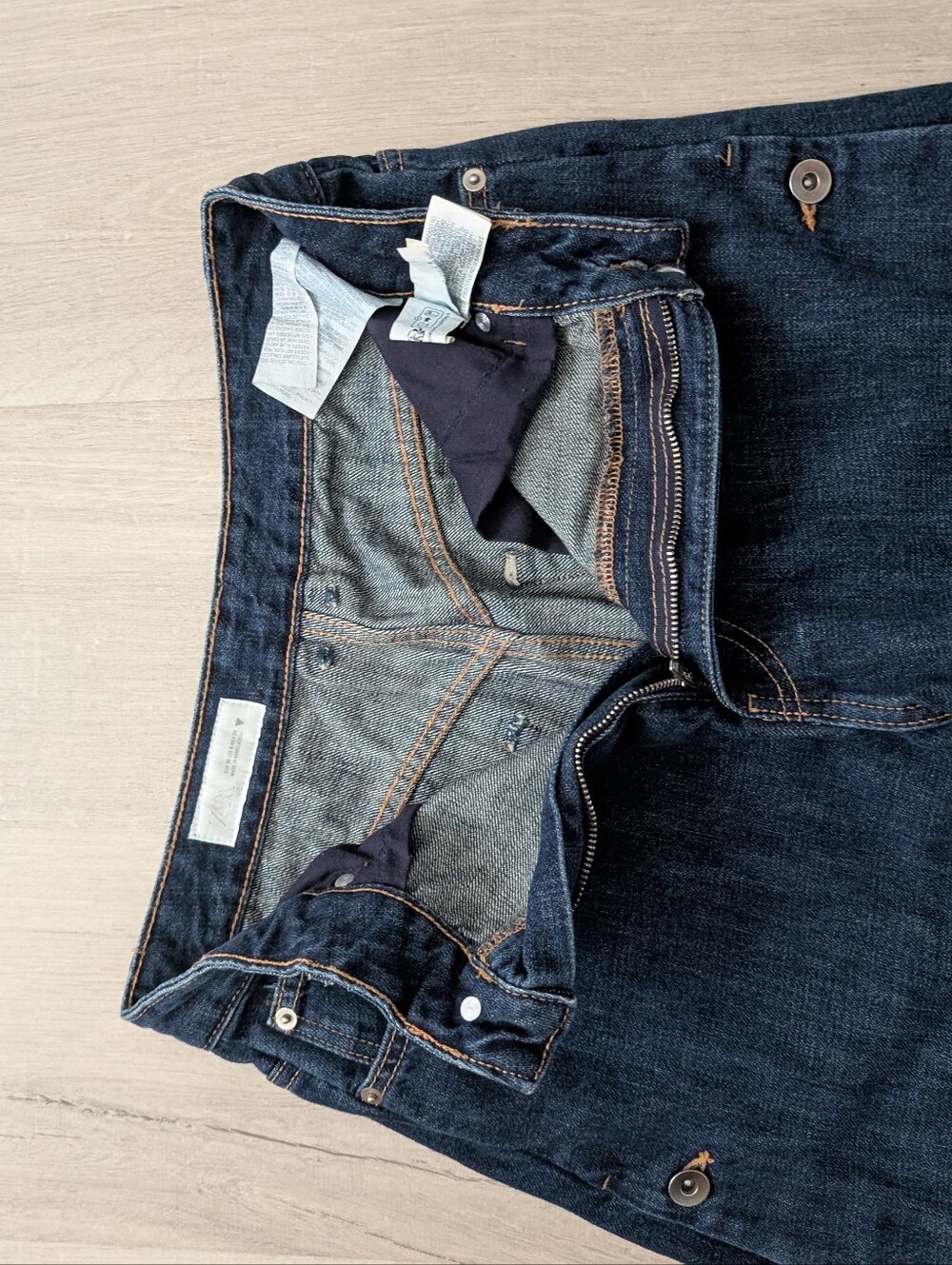Zara TRF Dark Blue Mis Rise Jeans With Buttons Nwot - Picture 6 of 12